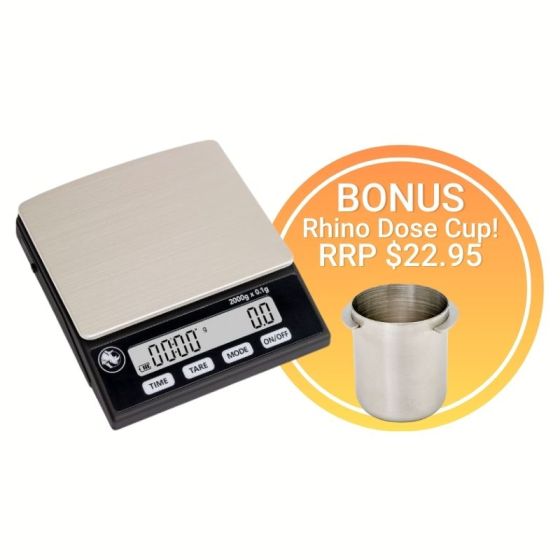 Rhino Coffee Gear Stealth Scale 2KG + FREE Dosing Cup Promo
